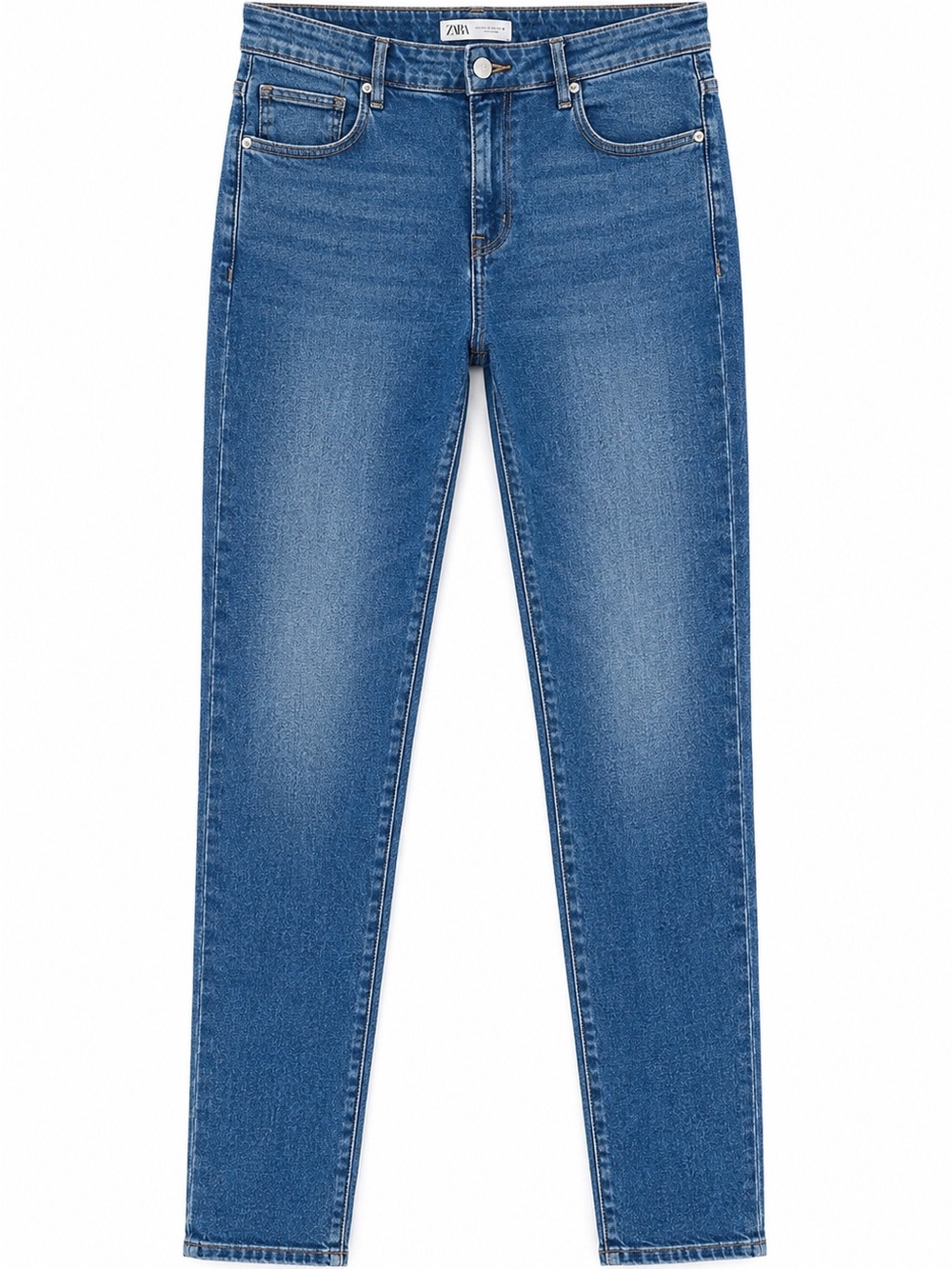 Zara Dark Blue High-Rise Slim Straight Jeans